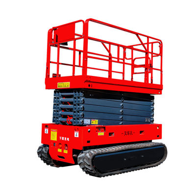 2 ตัน ไฟฟ้า Lifts Platform การทํางาน Self-propelled Scissor Crawler Lift