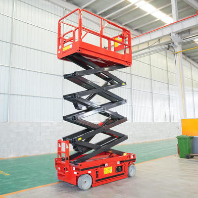 10m Self-propelled Scissor Lift 450kg แพลตฟอร์มไฮดรอลิกไฟฟ้า