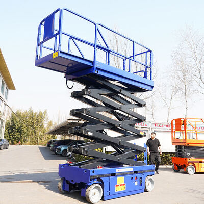 12m 14m ไฮดรอลิก ไฟฟ้า Scissor Lift Platform สําหรับการทํางานในอากาศ